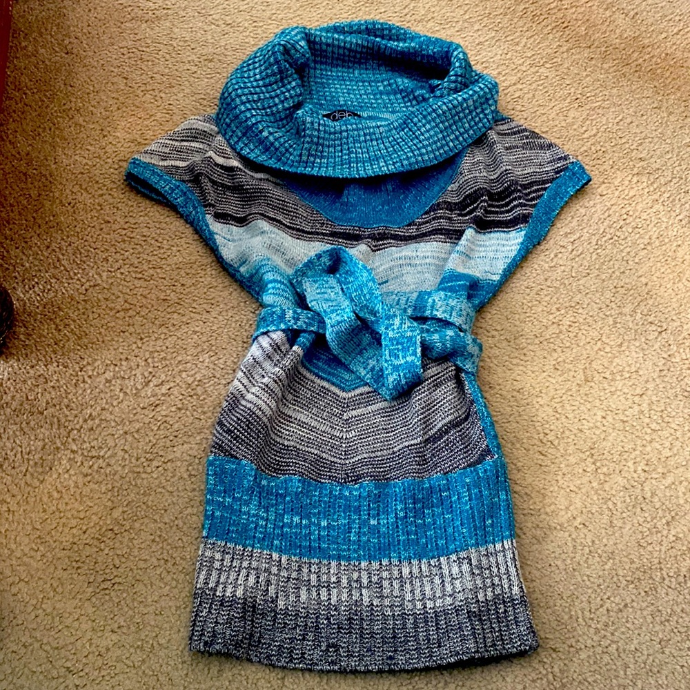 Deb Blue Striped Cowl Neck Sweater Dress